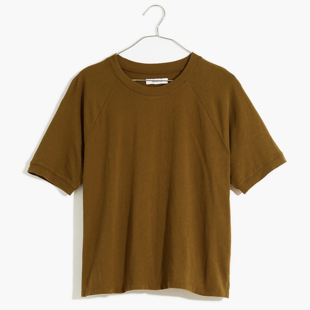 Madewell Softfade Cotton Raglan Tee in Weathered Olive Size M